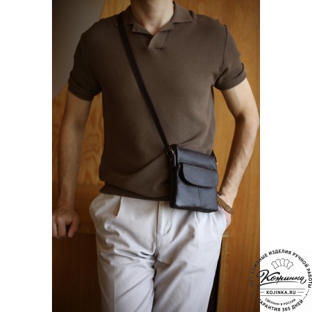 Кожаная сумка "Вуди" (синий антик)